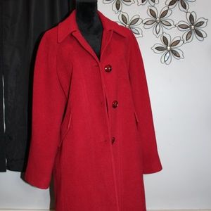 Red London Fog Wool Coat XL